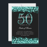 50thエレガント Birthday Partyプログラムターコイズメニュー 招待状<br><div class="desc">「エレガントBirthday Party Program」デザインとキラキラ&ストリングライト付きターコイズ文字付きカスタム。</div>