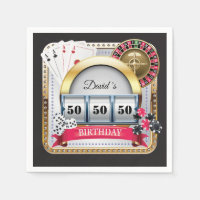 50thカジノトランプのポーカー遊ズカード誕生日ナプキンス