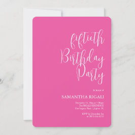 50thカスタムバースデーパーティー招待状明るい赤紫色ピンク 招待状