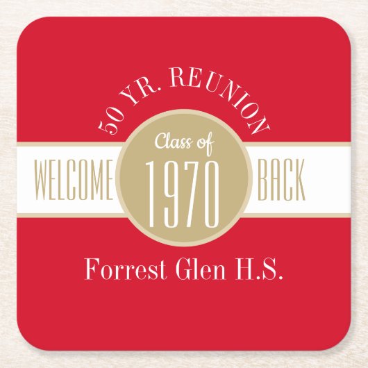 50thクラス懇親会スクエア紙コースター スクエアペーパーコースター (正面)