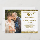 50thゴールデンアニバーサリーサプライズパーティーグリッター 招待状 (正面)