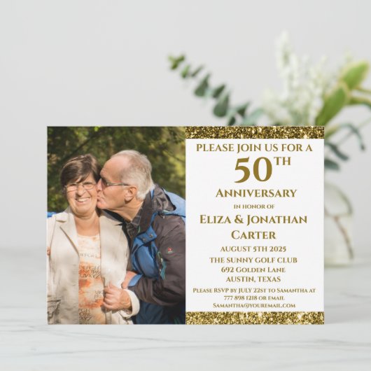 50thゴールデンアニバーサリーサプライズパーティーグリッター 招待状 (スタンド正面)