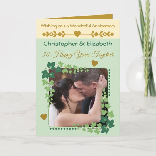 50thゴールデンアニバーサリーフォトグリーン金ゴールド カード (正面)