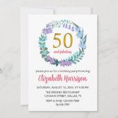 50thゴールデンバースデーパーティーフローラリースブルーベル 招待状 (正面)