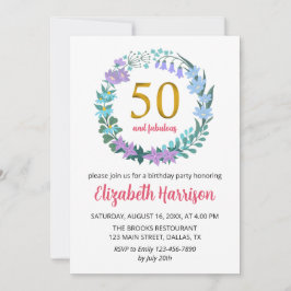 50thゴールデンバースデーパーティーフローラリースブルーベル 招待状