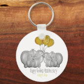 50thゴールデン結婚サニバーゾウ キーホルダー (正面)