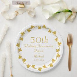 50thゴールデン結婚ズアニバーサリーアイビーリース ペーパープレート