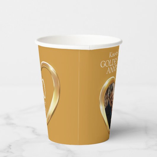 50thゴールデン結婚ズ記念撮影ハート 紙コップ (右)