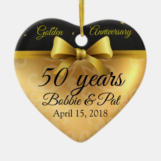 50thゴールデン結婚ズ記念日シックネームオーナメント セラミックオーナメント (正面)