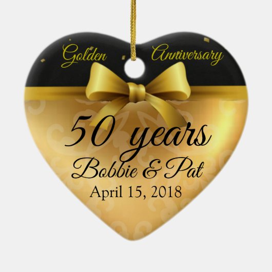 50thゴールデン結婚ズ記念日シックネームオーナメント セラミックオーナメント (裏面)