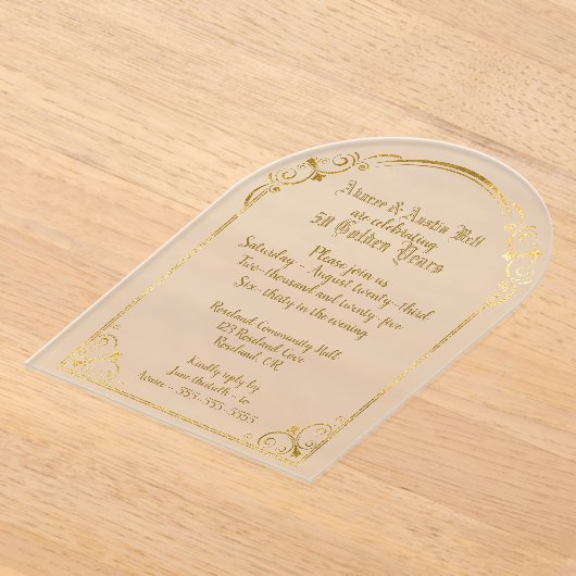 50thゴールデン結婚式招待状 アクリル招待状 (レイダウン)