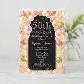 50thサプライズ誕生日バラゴールドフォイルバルーンアーチ 招待状 (スタンド正面)
