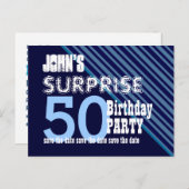 50thサプライズ誕生日日付の対角線VB15を保存 案内ポストカード (正面/裏面)