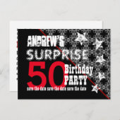 50thサプライズ誕生日日付を保存する対角線W70 案内ポストカード (正面/裏面)