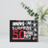 50thサプライズ誕生日日付を保存する対角線W70 案内ポストカード (スタンド正面)