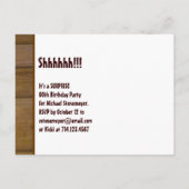 50thサプライズ誕生日日付を保存する茶色のWOod 案内ポストカード (裏面)