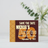 50thサプライズ誕生日日付金ゴールドの保存 案内ポストカード (スタンド正面)