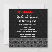 50thサプライズ誕生日白黒レッドY329 招待状 (裏面)