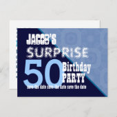 50thサプライズ誕生日W001Zの日付を保存 案内ポストカード (正面/裏面)