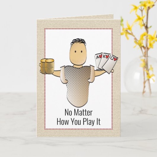 50thスナーキートランプのポーカーハンド賭博誕生日カード カード (黄色い花)