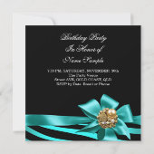 50thゼブラティール(緑がかった色)金ゴールドブラックエレガントバースデーパーティー 招待状 (裏面)