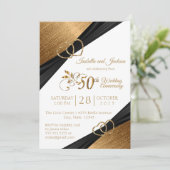 50thダークゴールデンハート記念日デザイン 招待状 (スタンド正面)