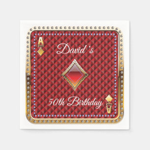50thトランプのポーカーズカ遊ードカジノ誕生日ナプキンズ スタンダードカクテルナプキン
