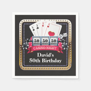 50thトランプのポーカーズカ遊ードカジノ誕生日ナプキンズ スタンダードカクテルナプキン