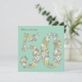 50thバースデーパーティアクア開花カスタム招待状 招待状 (スタンド正面)