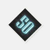 50thバースデーパーティネオンサイン入りレンガの壁 スタンダードカクテルナプキン (角)