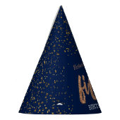 50thバースデーパーティモダン金ゴールド&ブルー |フィフティ パーティーハット (左)