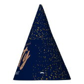 50thバースデーパーティモダン金ゴールド&ブルー |フィフティ パーティーハット (右)