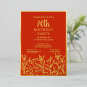 50thバースデーパーティーお祝いフォイル招待状 箔招待状 (立ち正面)