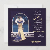 50thバースデーパーティーアールデコデザイン 招待状 (正面)