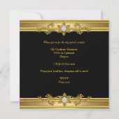 50thバースデーパーティーエレガント金ゴールドダイヤモンドジュエル 招待状 (裏面)