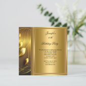 50thバースデーパーティーエレガント金ゴールドブラック 招待状 (スタンド正面)