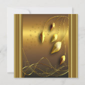 50thバースデーパーティーエレガント金ゴールドブラック 招待状 (裏面)