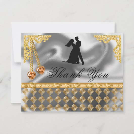 50thバースデーパーティーオレンジハートジェムサンキュー サンキューカード (正面)