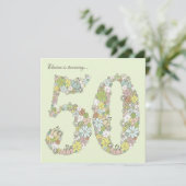 50thバースデーパーティーグリーン開花カスタム招待状 招待状 (スタンド正面)