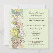 50thバースデーパーティーグリーン開花カスタム招待状 招待状 (裏面)
