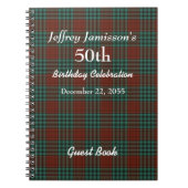 50thバースデーパーティーゲストブックレッド&グリーンプレイド ノートブック (正面)