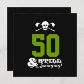 50thバースデーパーティーゴルフ – まだスイング！カスタム 招待状 (正面/裏面)