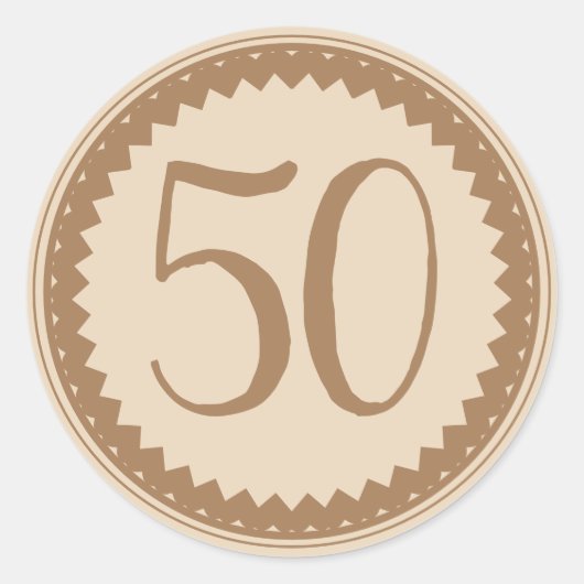 50thバースデーパーティーシルバーグリッタークラシッククラシック ラウンドシール (正面)