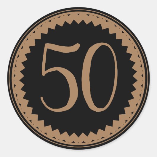 50thバースデーパーティーシルバーグリッタークラシッククラシック ラウンドシール (正面)