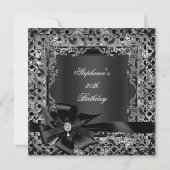 50thバースデーパーティーシルバーブラックボウレース 招待状 (正面)