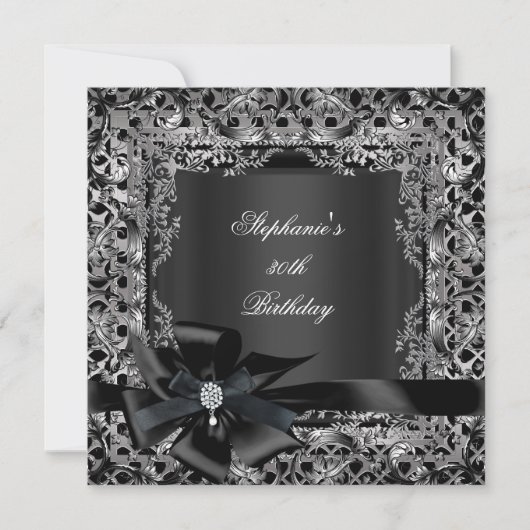 50thバースデーパーティーシルバーブラックボウレース 招待状 (正面)