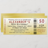 50thバースデーパーティースムーズ金ゴールドチケット招待状 招待状 (正面/裏面)