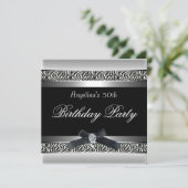 50thバースデーパーティーゼブラ白黒ダイヤモンド 招待状 (スタンド正面)