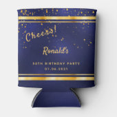 50thバースデーパーティーダークネイビーブルー金ゴールド応援 缶クーラー (正面)