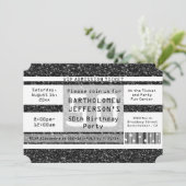 50thバースデーパーティーチケットブラックきらめく 招待状 (スタンド正面)